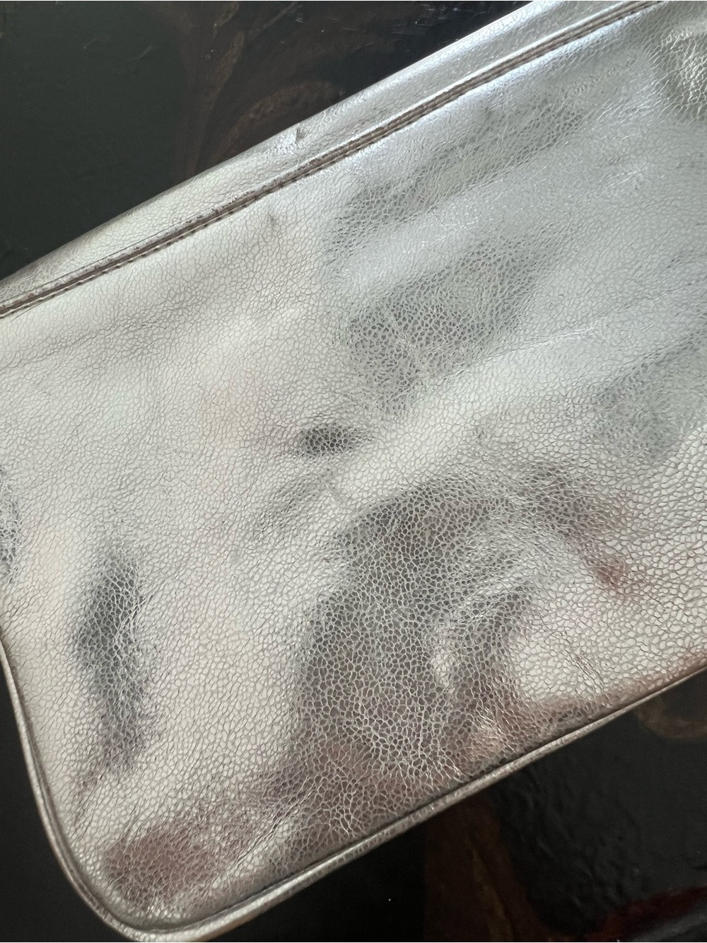 Tory Burch Reva Metallic Silver Leather Logo Clutch Shoulder Bag - Picture 5 of 15